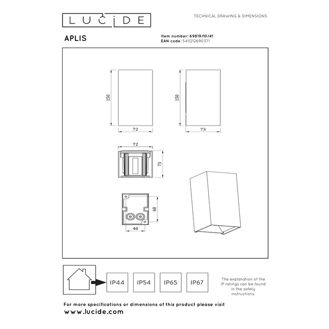 APLIS - Wandspot / Wandlamp Binnen/Buiten - LED - CCT - 2x5W 2200K/3000K - IP54 - Taupe - Essential