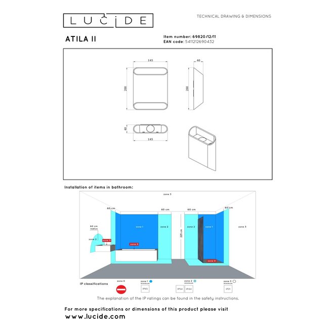 ATILA II - Wandlamp Badkamer - LED Dimb. - CCT - 2x5W 2200K/3000K - IP54 - Chroom - Essential