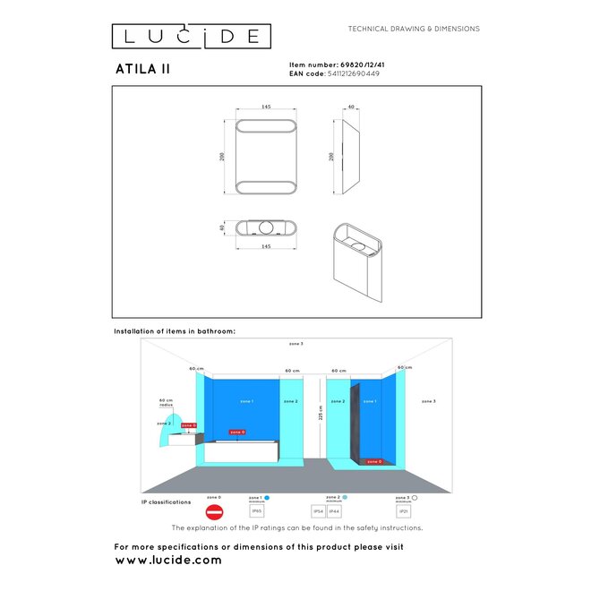 ATILA II - Wandlamp Badkamer - LED Dimb. - CCT - 2x5W 2200K/3000K - IP54 - Taupe - Essential