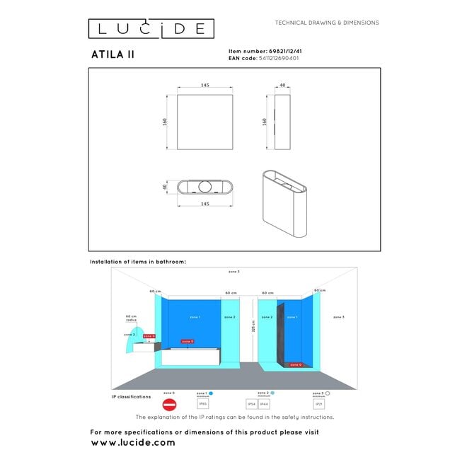 ATILA II - Wandlamp Badkamer - LED Dimb. - CCT - 2x5W 2200K/3000K - IP54 - Taupe - Essential