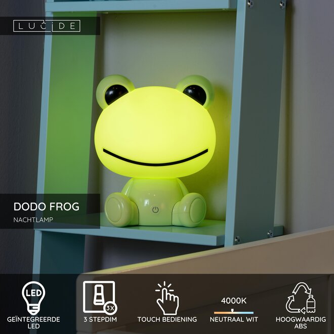 DODO FROG - Nachtlamp Kinderkamer - LED 3 StepDim - 3x3W 4000K - Groen