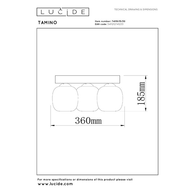 TAMINO - Plafonnière - LED Dimb. - 3x5,6W 3000K - Zwart