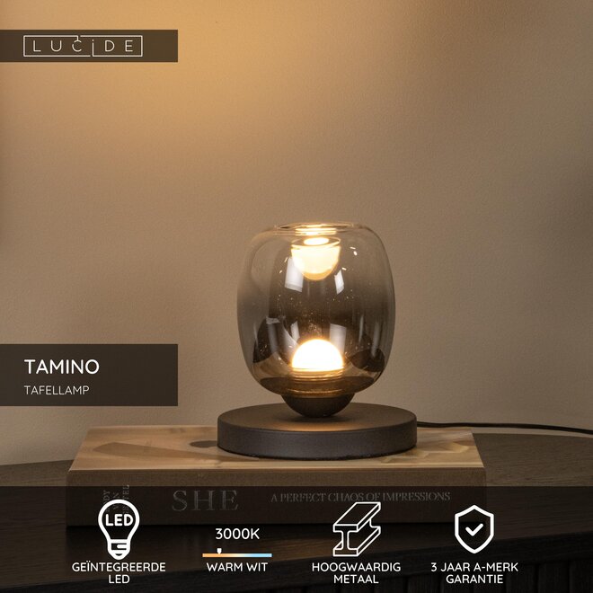 TAMINO - Tafellamp - Ø 15 cm - LED - 1x6W 3000K - Zwart