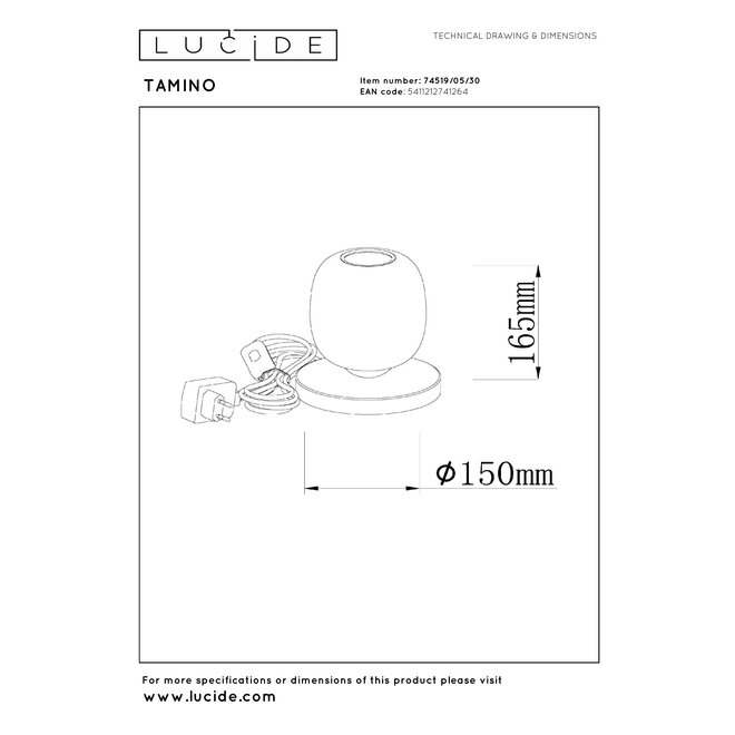 TAMINO - Tafellamp - Ø 15 cm - LED - 1x6W 3000K - Zwart