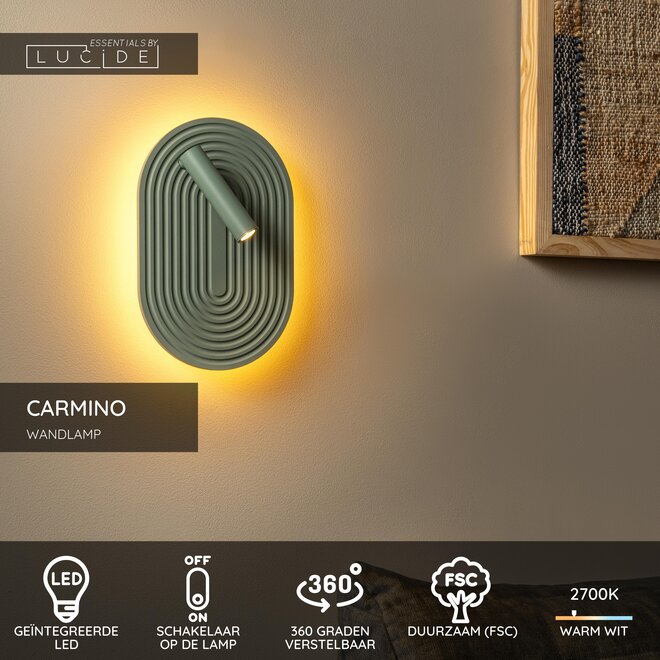 CARMINO - Wandlamp - LED - 2700K - Groen - Essential