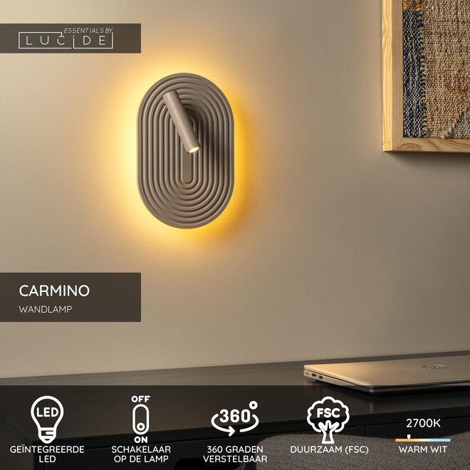 CARMINO - Wandlamp - LED - 2700K - Taupe - Essential