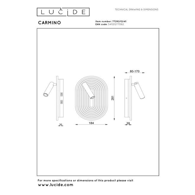 CARMINO - Wandlamp - LED - 2700K - Taupe - Essential