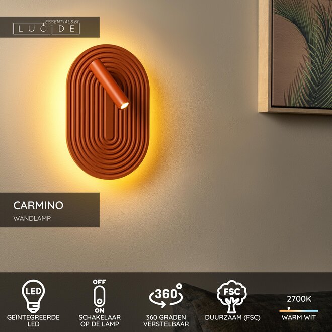 CARMINO - Wandlamp - LED - 1x12W 2700K - Terracotta - Essential