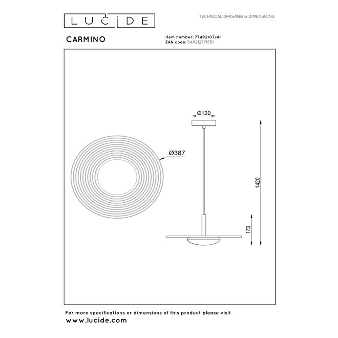 CARMINO - Hanglamp - Ø 38,7 cm - LED - 1x8W 2700K - Taupe - Essential