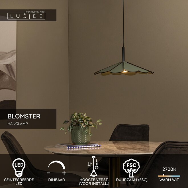 BLOMSTER - Hanglamp - Ø 47 cm - LED Dimb. - 1x9W 2700K - Groen - Essential