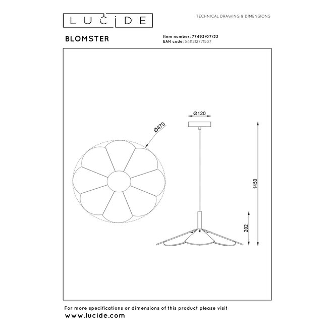 BLOMSTER - Hanglamp - Ø 47 cm - LED Dimb. - 1x9W 2700K - Groen - Essential