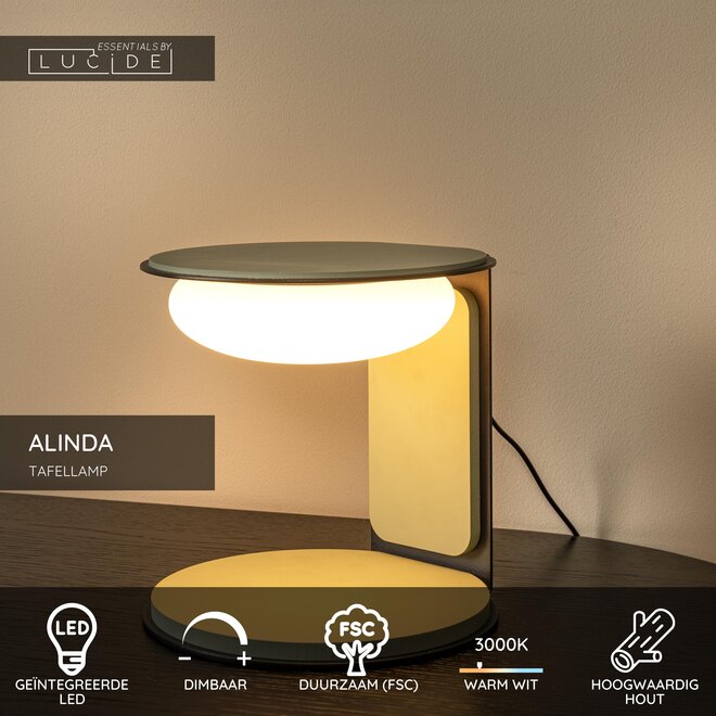 ALINDA - Tafellamp - Ø 20 cm - LED Dimb. - 1x9W 3000K - Groen - Essential