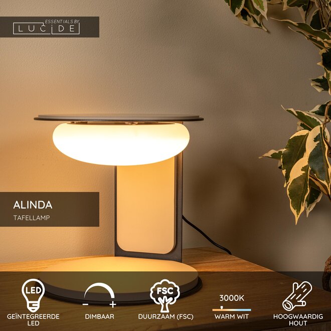 ALINDA - Tafellamp - Ø 20 cm - LED Dimb. - 1x9W 3000K - Taupe - Essential