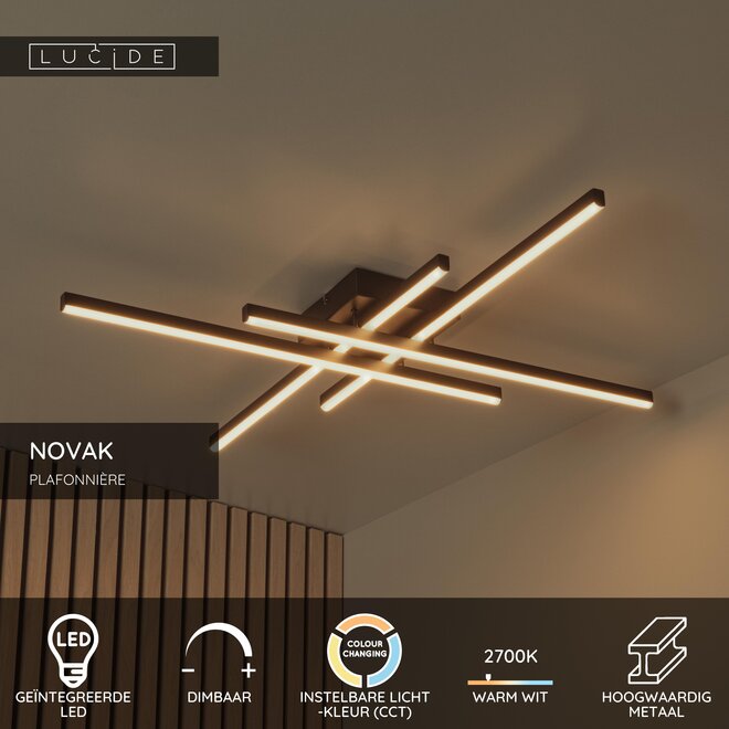 NOVAK - Plafonnière - LED Dimb. - CCT - 1x42W 2700K/4000K - Zwart