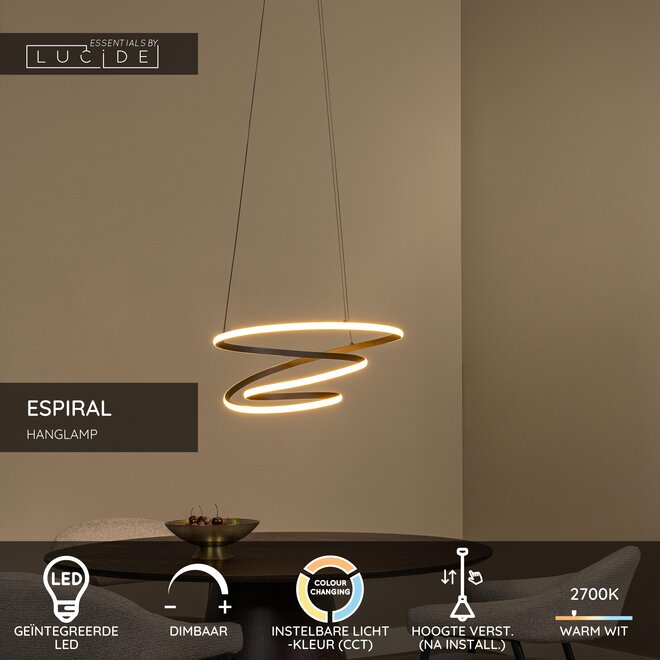ESPIRAL - Hanglamp - LED Dimb. - CCT - 1x40W 2700K/4000K - Zwart - Essential
