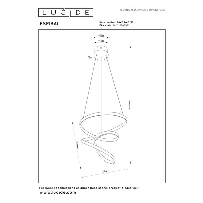 ESPIRAL - Hanglamp - LED Dimb. - CCT - 1x40W 2700K/4000K - Taupe - Essential