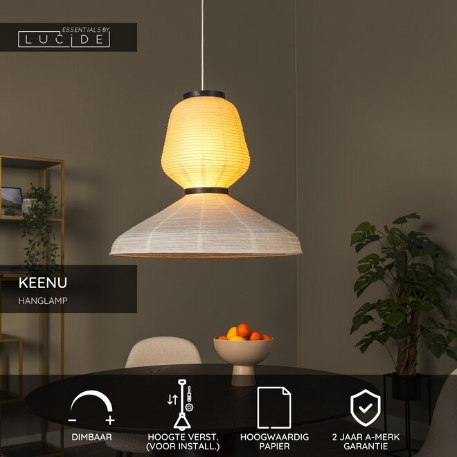 KEENU - Hanglamp - Ø 67 cm - 1xE27 - Wit - Essential