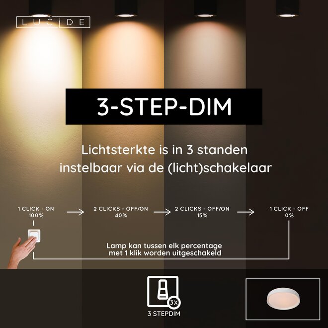 NURIA - Plafonnière - Ø 30 cm - LED 3 StepDim - 1x18W 2700K - Wit