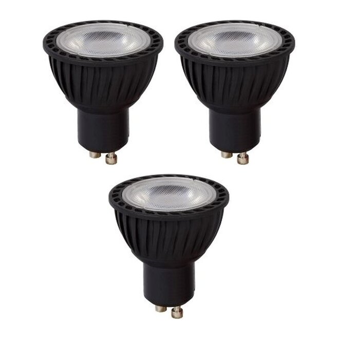 3x MR16 - Led lamp - Ø 5 cm - LED Dimb. - GU10 (MR16) - 5W 3000K - Zwart