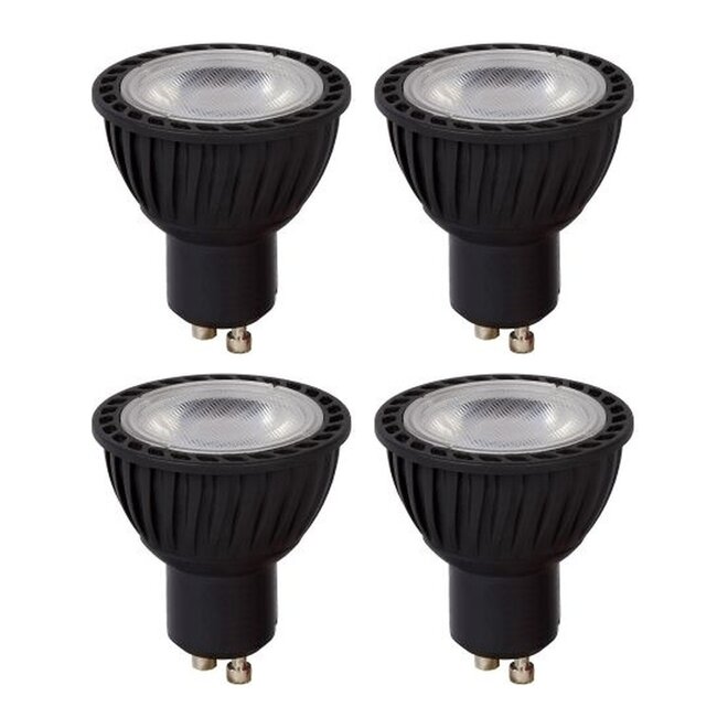 4x MR16 - Led lamp - Ø 5 cm - LED Dimb. - GU10 (MR16) - 5W 3000K - Zwart