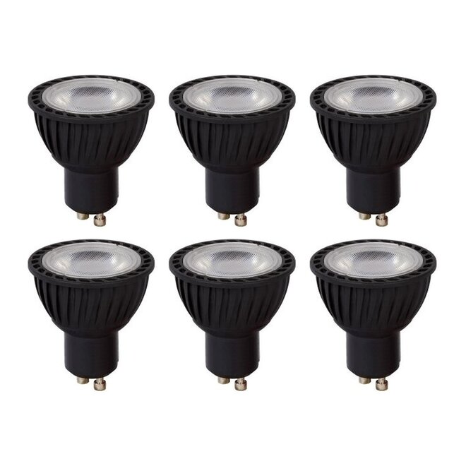 6x MR16 - Led lamp - Ø 5 cm - LED Dimb. - GU10 (MR16) - 5W 3000K - Zwart