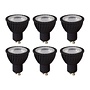 6x MR16 - Led lamp - Ø 5 cm - LED Dimb. - GU10 (MR16) - 5W 3000K - Zwart
