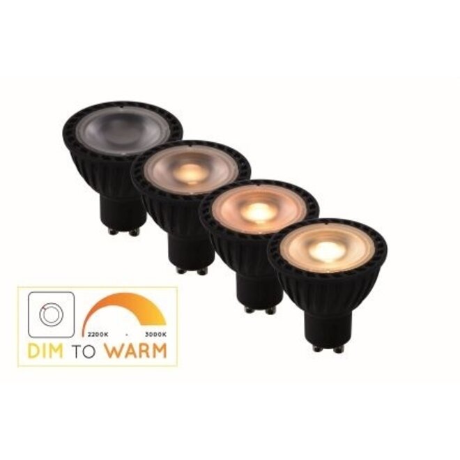 2x MR16 - Led lamp - Ø 5 cm - LED Dim to warm - GU10 (MR16) - 5W 2200K/3000K - Zwart