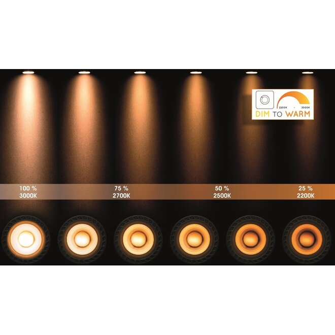 2x MR16 - Led lamp - Ø 5 cm - LED Dim to warm - GU10 (MR16) - 5W 2200K/3000K - Wit