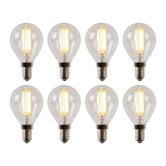 8x P45 - Filament lamp - Ø 4,5 cm - LED Dimb. - E14 - 4W 2700K - Transparant