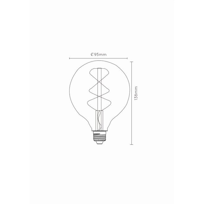 6x G95 - Filament lamp - Ø 9,5 cm - LED Dimb. - E27 - 4,9W 2200K - Amber