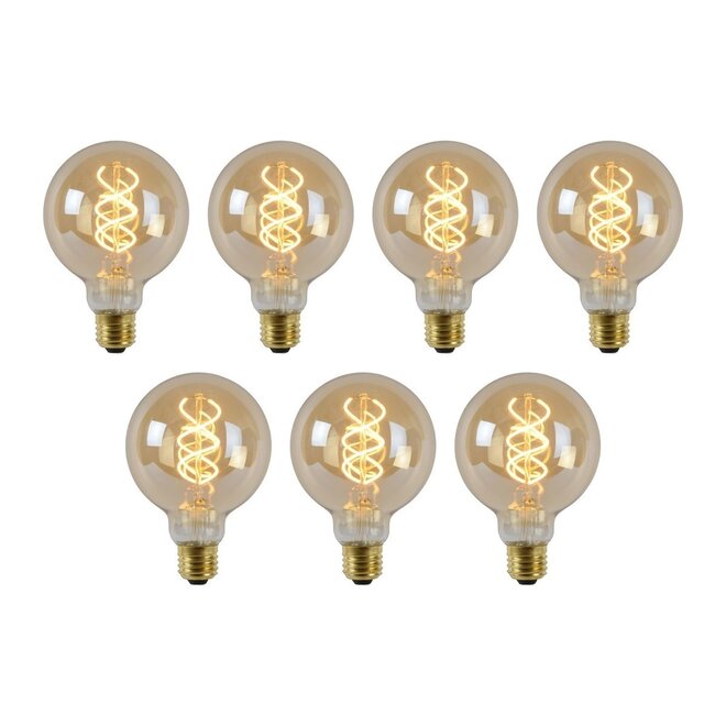 7x G95 - Filament lamp - Ø 9,5 cm - LED Dimb. - E27 - 4,9W 2200K - Amber