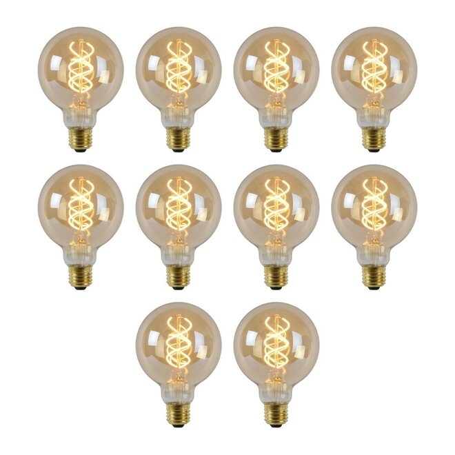 10x G95 - Filament lamp - Ø 9,5 cm - LED Dimb. - E27 - 4,9W 2200K - Amber