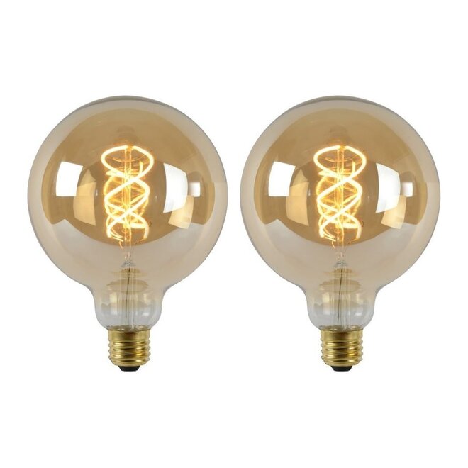 2x G125 - Filament lamp - Ø 12,5 cm - LED Dimb. - E27 - 4,9W 2200K - Amber