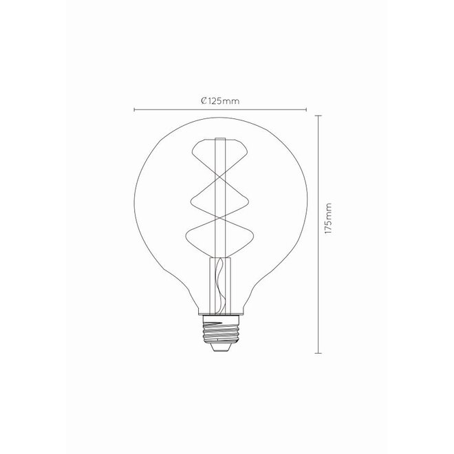 2x G125 - Filament lamp - Ø 12,5 cm - LED Dimb. - E27 - 4,9W 2200K - Amber