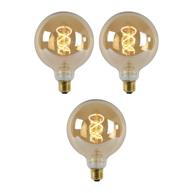 3x G125 - Filament lamp - Ø 12,5 cm - LED Dimb. - E27 - 4,9W 2200K - Amber