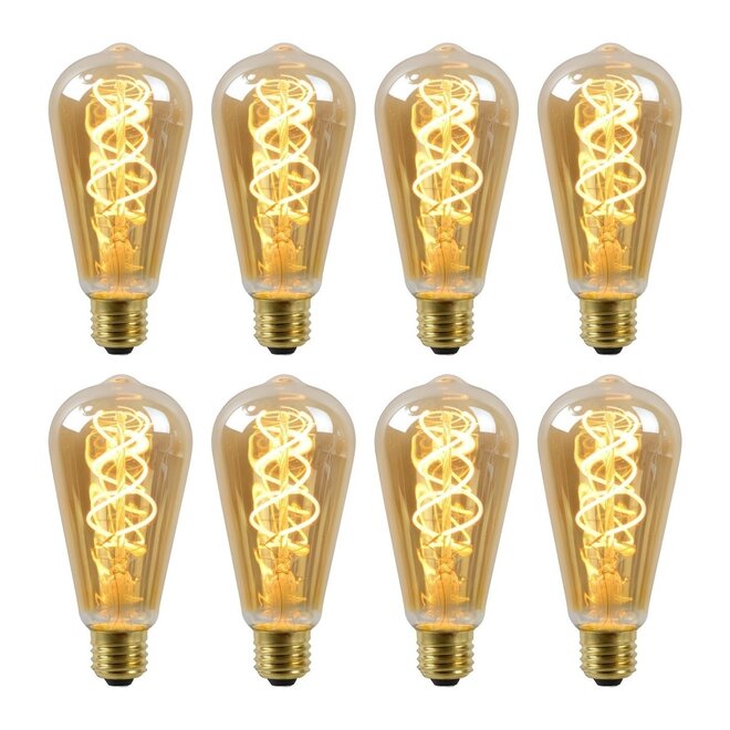 8x ST64 - Filament lamp - Ø 6,4 cm - LED Dimb. - E27 - 4,9W 2200K - Amber