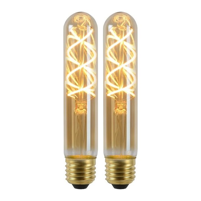 2x T32 - Filament lamp - Ø 3 cm - LED Dimb. - E27 - 4,9W 2200K - Amber
