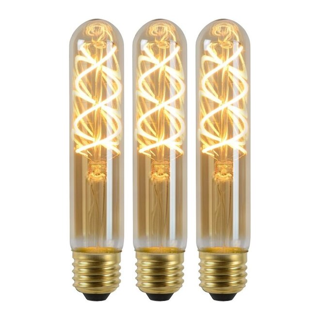 3x T32 - Filament lamp - Ø 3 cm - LED Dimb. - E27 - 4,9W 2200K - Amber