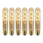 6x T32 - Filament lamp - Ø 3 cm - LED Dimb. - E27 - 4,9W 2200K - Amber