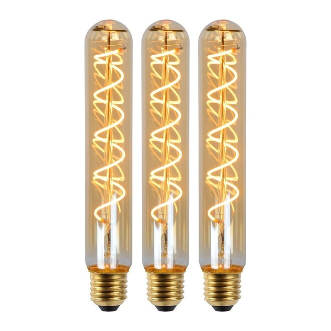 3x T32 - Filament lamp - Ø 3,2 cm - LED Dimb. - E27 - 4,9W 2200K - Amber