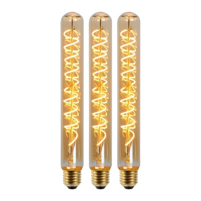 3x T32 - Filament lamp - Ø 3,2 cm - LED Dimb. - E27 - 4,9W 2200K - Amber