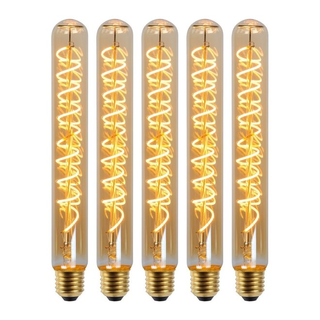 5x T32 - Filament lamp - Ø 3,2 cm - LED Dimb. - E27 - 4,9W 2200K - Amber