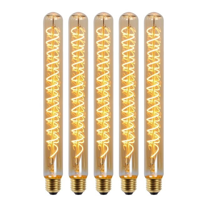5x T32 - Filament lamp - Ø 3,2 cm - LED Dimb. - E27 - 4,9W 2200K - Amber