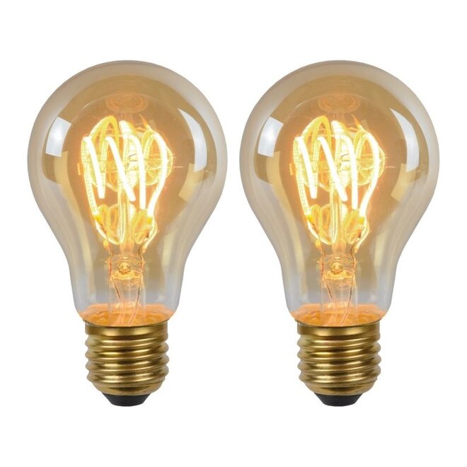 2x A60 TWILIGHT SENSOR - Filament lamp - Ø 6 cm - LED - E27 - 4W 2200K - Dag/nacht sensor - Amber