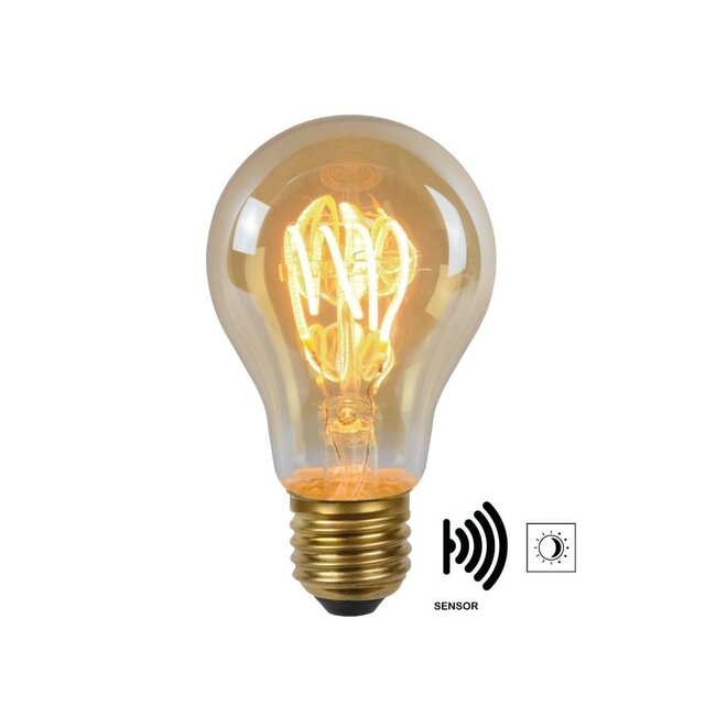 2x A60 TWILIGHT SENSOR - Filament lamp - Ø 6 cm - LED - E27 - 4W 2200K - Dag/nacht sensor - Amber