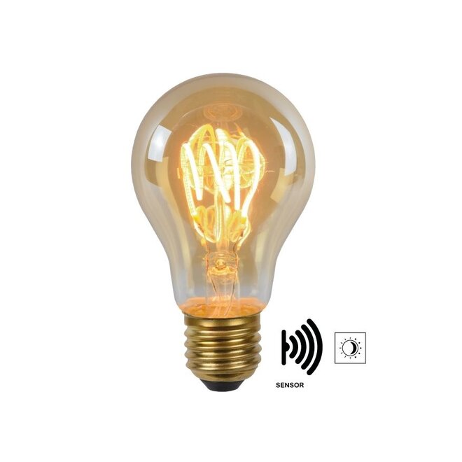 2x A60 TWILIGHT SENSOR - Filament lamp - Ø 6 cm - LED - E27 - 4W 2200K - Dag/nacht sensor - Amber