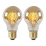 2x A60 - Filament lamp - Ø 6 cm - LED Dimb. - E27 - 4,9W 2200K - Amber