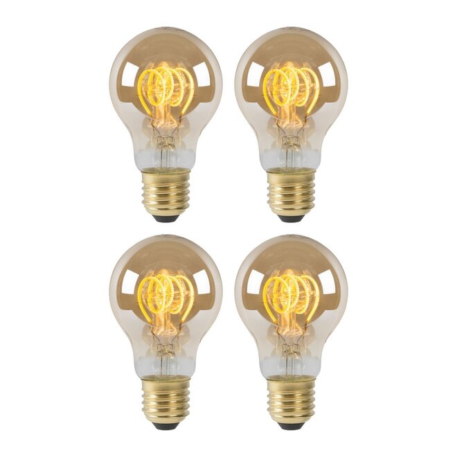 Lucide 4x A60 - Filament lamp - Ø 6 cm - LED Dimb. - E27 - 4,9W 2200K - Amber