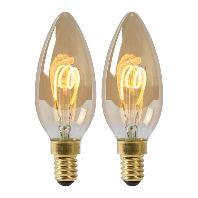 2x C35 - Filament lamp - Ø 3,5 cm - LED Dimb. - E14 - 3W 2200K - Amber