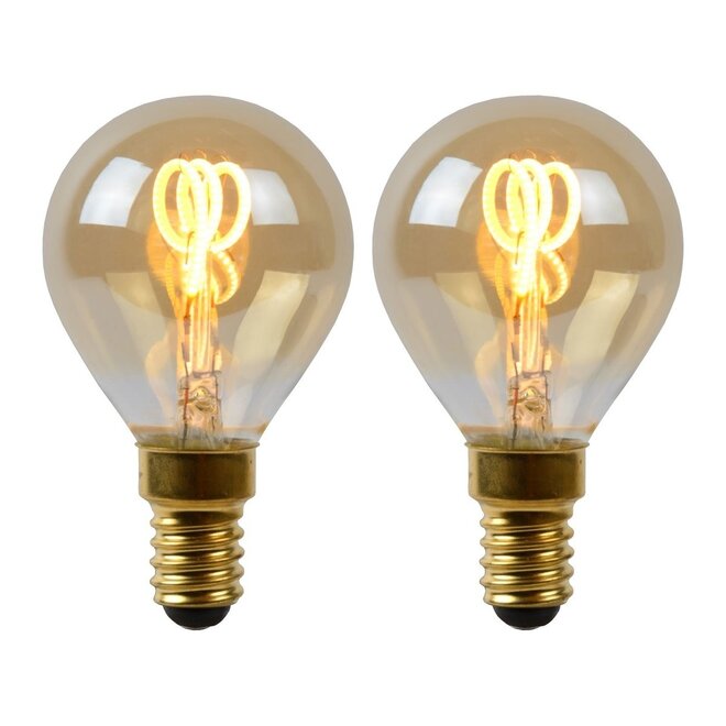 2x P45 - Filament lamp - Ø 4,5 cm - LED Dimb. - E14 - 3W 2200K - Amber